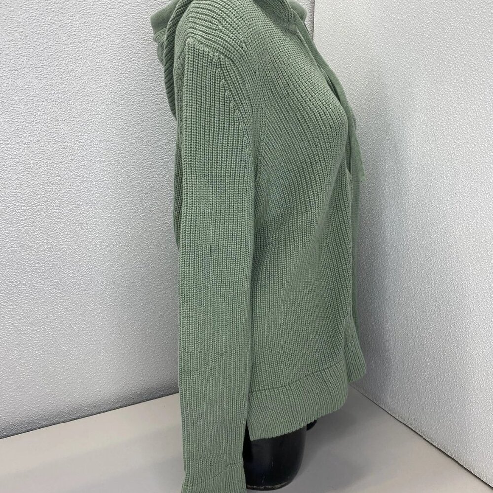 NWT Pura Cashmere Women's Fisherman Hoodie Sweater Size M Sage Green Full Zip - Picture 13 of 15